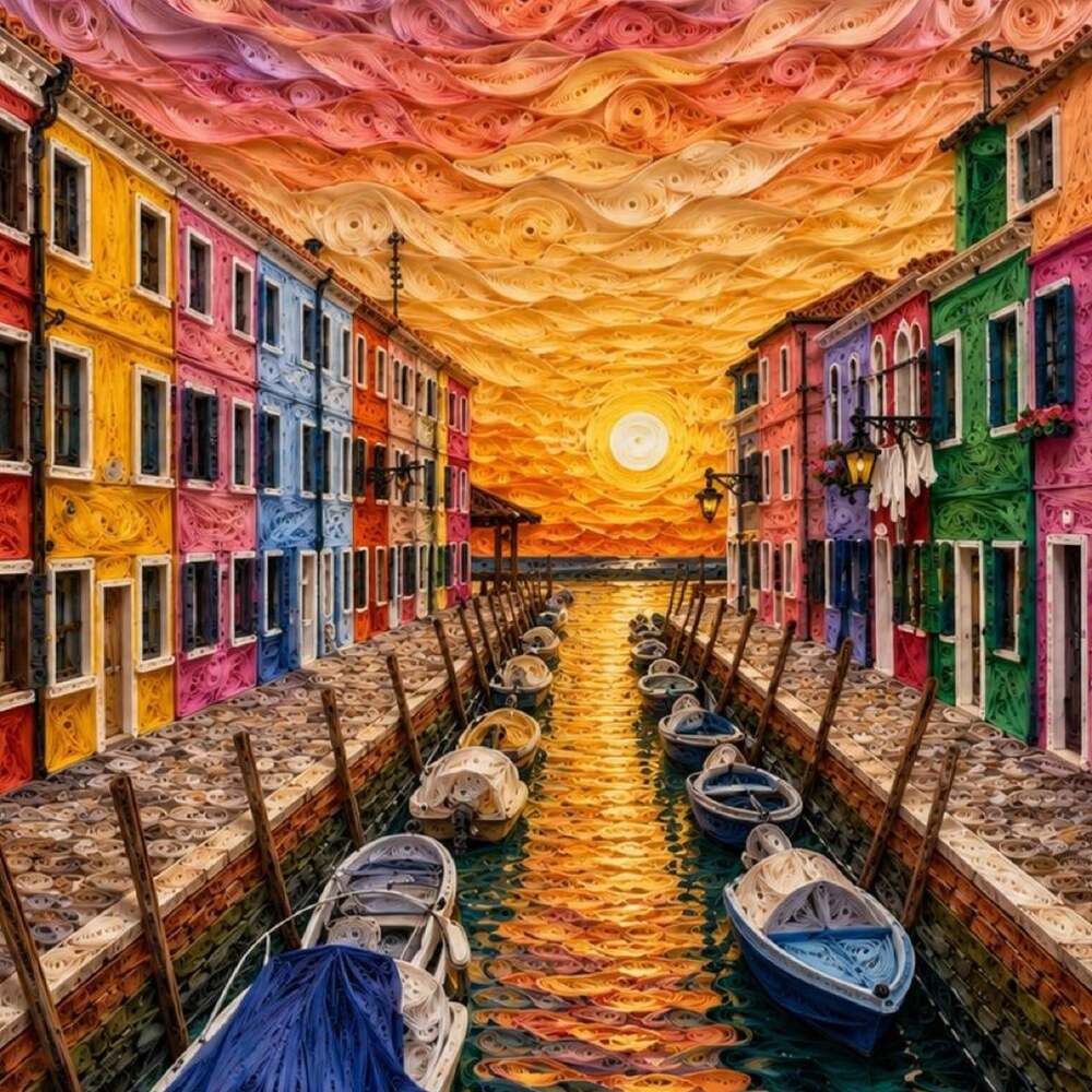 4 X 6 Venice Sunset Canal Wall 471 C